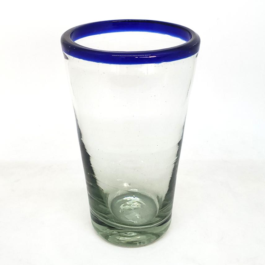 Sale Items / Cobalt Blue Rim 16 oz Pint Glasses  / Used in specialty restaurants and bars these tavern style beer glasses are perfect for a fresh brew. 
